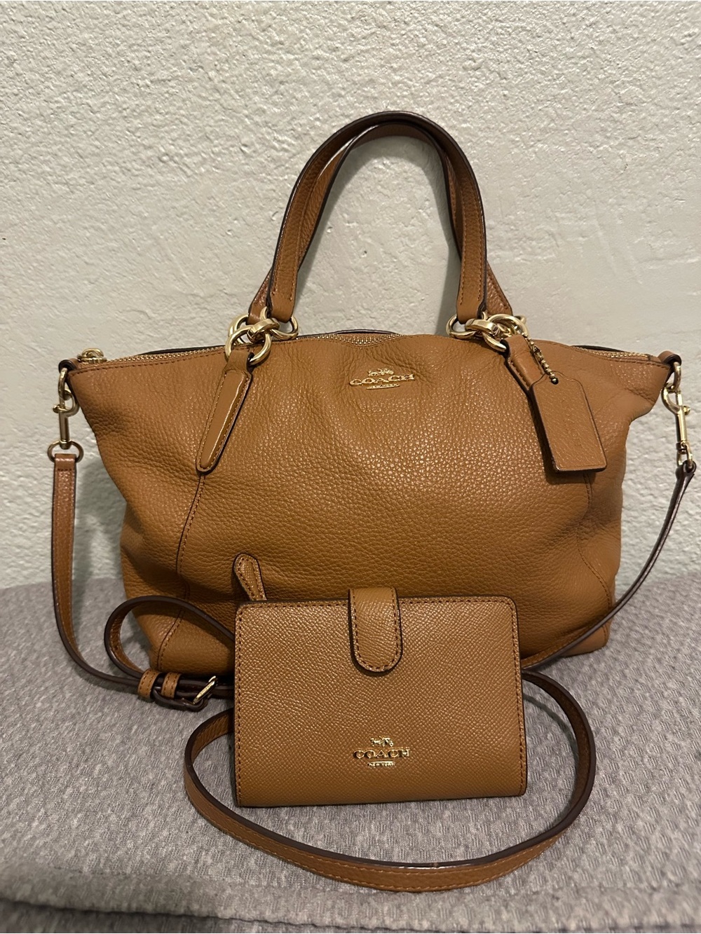 Coach Cognac/Tan Leather Satchel and Wallet Set